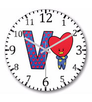 Bts Meets Bt21 V Duvar Saati Bombeli Gercek Cam