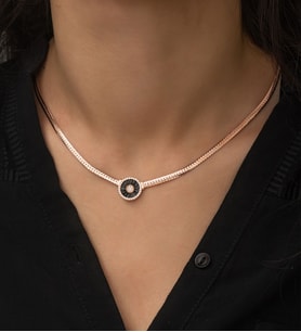 Papatya Silver İtalyan Zincir Taşlı Papatya Gümüş Kolye (Rose)