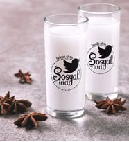 BK Gift Kişiye Özel Renkli Baskılı Sosyal İçici İkili Rakı Bardağı Seti-1 (Beyaz)
