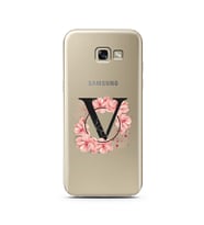 Pembe Çiçekli Harf Tasarım Süper Şeffaf Silikon Telefon Kılıfı Samsung A5 (2017)