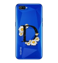 Papatya Harf Tasarım Süper Şeffaf Silikon Telefon Kılıfı Oppo Realmi C2 D-Harfi