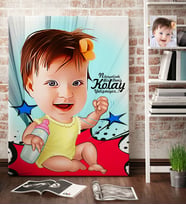 BK Gift Kişiye Özel Kız Bebek Karikatür Kanvas Tablo 70x100cm 1