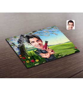 BK Gift Kişiye Özel Erkek Kuaför Karikatürlü Ahşap Puzzle-1