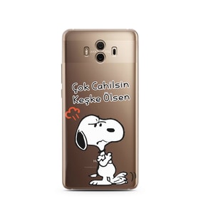 Snoopy Tasarımlı Süper Şeffaf Silikon Telefon Kılıfı Huawei Mate 10 Pro 