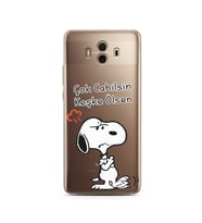 Snoopy Tasarımlı Süper Şeffaf Silikon Telefon Kılıfı Huawei Mate 10 Pro 
