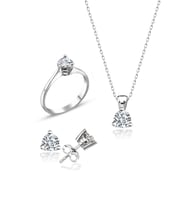 Swarovski Taşlı " TEK TAŞ " Model Tasarım Gümüş Set