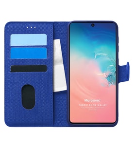Microsonic Samsung Galaxy A91 Kılıf Fabric Book Wallet Lacivert