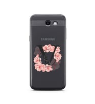 Pembe Çiçekli Harf Tasarım Süper Şeffaf Silikon Telefon Kılıfı Samsung J3 Prime 