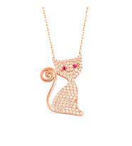 Söğütlü Silver Rose zirkon taşlı kedi kolye