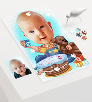BK Gift Kişiye Özel Bebek Doğum Günü Karikatür 240 Parça A3 Puzzle  1