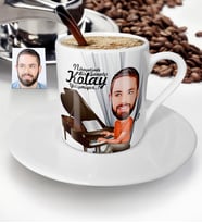 BK Gift Kişiye Özel Bay Piyanist Karikatür Türk Kahvesi Fincanı  1