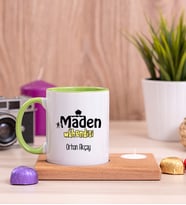 Maden Mühendisi Ahşap Altlıklı Mumlu Yeşil Kupa Bardak