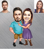 Kişiye Özel  Sevgili Karikatürlü Ahşap Magnet Model 1