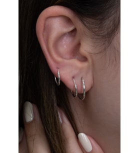 Taşsız Kadın Gümüş Halka Küpe Üç Çift 12 mm  + 14 mm + 16 mm wsk02