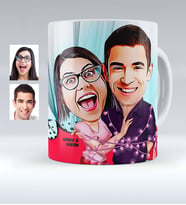 BK Gift Kişiye Özel Sevgililer Karikatürlü Beyaz Kupa Bardak  2