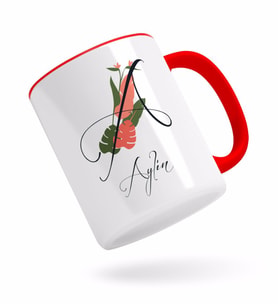 BK Gift Kişiye Özel Harf ve İsim Tasarımlı Kırmızı Kupa Bardak-5