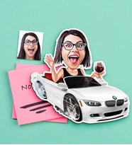 BK Gift Kişiye Özel Bayan Sürücü Karikatürlü Ahşap Magnet (Çok Renkli)