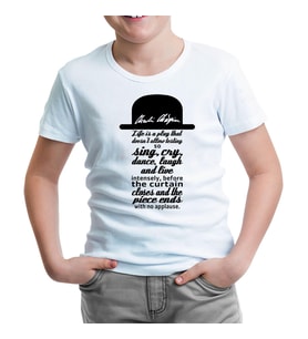Charlie Chaplin - Curtain Beyaz Çocuk Tshirt