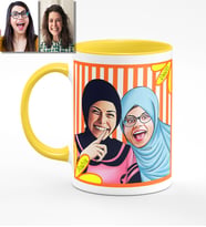 BK Gift Kişiye Özel Türbanlı Karikatürlü Sarı Kupa Bardak 37s729