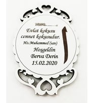 Pleksi yada Ahşap Bebek Magnet Hediyeliği (Beyaz)