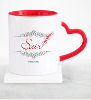BK Gift Kişiye Özel Mesleki Şair Kırmızı Kalpli Kupa Bardak
