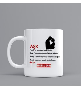 Aşk Temalı Hediye Kupa Bardak Kişiye Özel Hediye W90