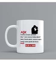 Aşk Temalı Hediye Kupa Bardak Kişiye Özel Hediye W90