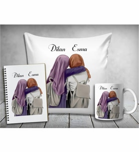 Kişiye Özel Arkadaş Yastık & Kupa & Defter
