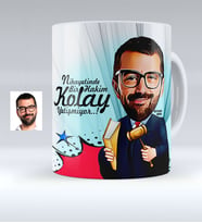 BK Gift Kişiye Özel Bay Hakim Karikatürlü Beyaz Kupa Bardak  1