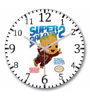 Baby Groot Super Galaxy Bros  Duvar Saati Bombeli Gercek Cam