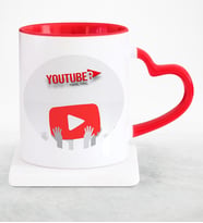 BK Gift Kişiye Özel Mesleki Youtuber Kırmızı Kalpli Kupa Bardak  3
