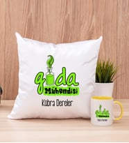 Gıda Mühendisi Kare Yastık ve Sarı Kupa Bardak
