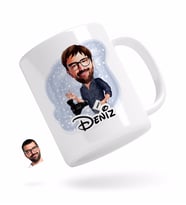 BK Gift Kişiye Özel Erkek Yönetmen Karikatürlü Beyaz Kupa Bardak-1