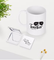 BK Gift Kişiye Özel Öğretmenin Kralı Beyaz Kupa Ayna Seti-1 (Model 1)