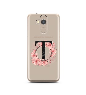 Pembe Çiçekli Harf Tasarım Süper Şeffaf Silikon Telefon Kılıfı General Mobile GM