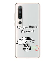 Snoopy Tasarımlı Süper Şeffaf Silikon Telefon Kılıfı Xiomai Mi10- Mi 10 Pro