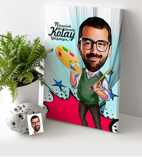 BK Gift Kişiye Özel Bay Ressam Karikatür Kanvas Tablo 30x50cm 1