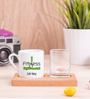 Fitness Eğitmeni Ahşap Sunumlu Türk Kahvesi Fincanı
