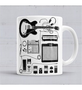 Gitar Amfi Gitarist Pedal Kupa Bardak Porselen