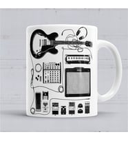 Gitar Amfi Gitarist Pedal Kupa Bardak Porselen