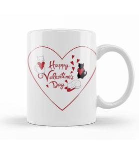 Aşk Kediler Happy Valentine's Cats Kupa Bardak Porselen