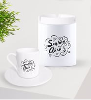 BK Gift Kişiye Özel İsimli Türk Kahvesi Fincanı ve Seramik Kül Tablası Seti-6 (Model 1)