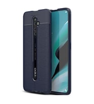 Teleplus Oppo Reno 2Z Kılıf Deri Dokulu Silikon Lacivert + Nano Ekran Koruyucu