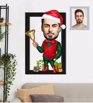 Kişiye Özel Yılbaşı Erkek Karikatürlü 3D Ahşap Tablo 30x47 Model-10