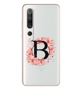 Pembe Çiçekli Harf Tasarım Süper Şeffaf Silikon Telefon Kılıfı Xiomai Mi10- Mi 1