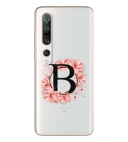 Pembe Çiçekli Harf Tasarım Süper Şeffaf Silikon Telefon Kılıfı Xiomai Mi10- Mi 1
