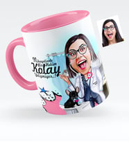 BK Gift Kişiye Özel Bayan Veteriner Hekim Karikatürlü Pembe Kupa Bardak  1
