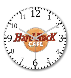 Hard Rock Cafe Duvar Saati Bombeli Gercek Cam