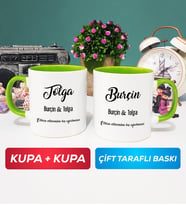 İkili Sevgiliye Hediye İsme Özel Sevgililer Günü Hediyesi Kupa Bardak Yeşil