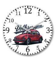 Volkswagen Old Beetle Duvar Saati Bombeli Gercek Cam